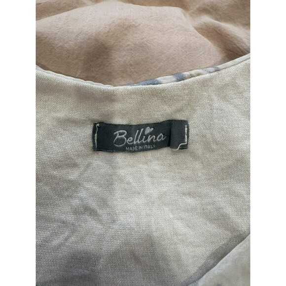 Bellina Womens S Blue Floral Silk Tiered Tunic Tank Top Blouse Flowers Italy - Picture 4 of 7